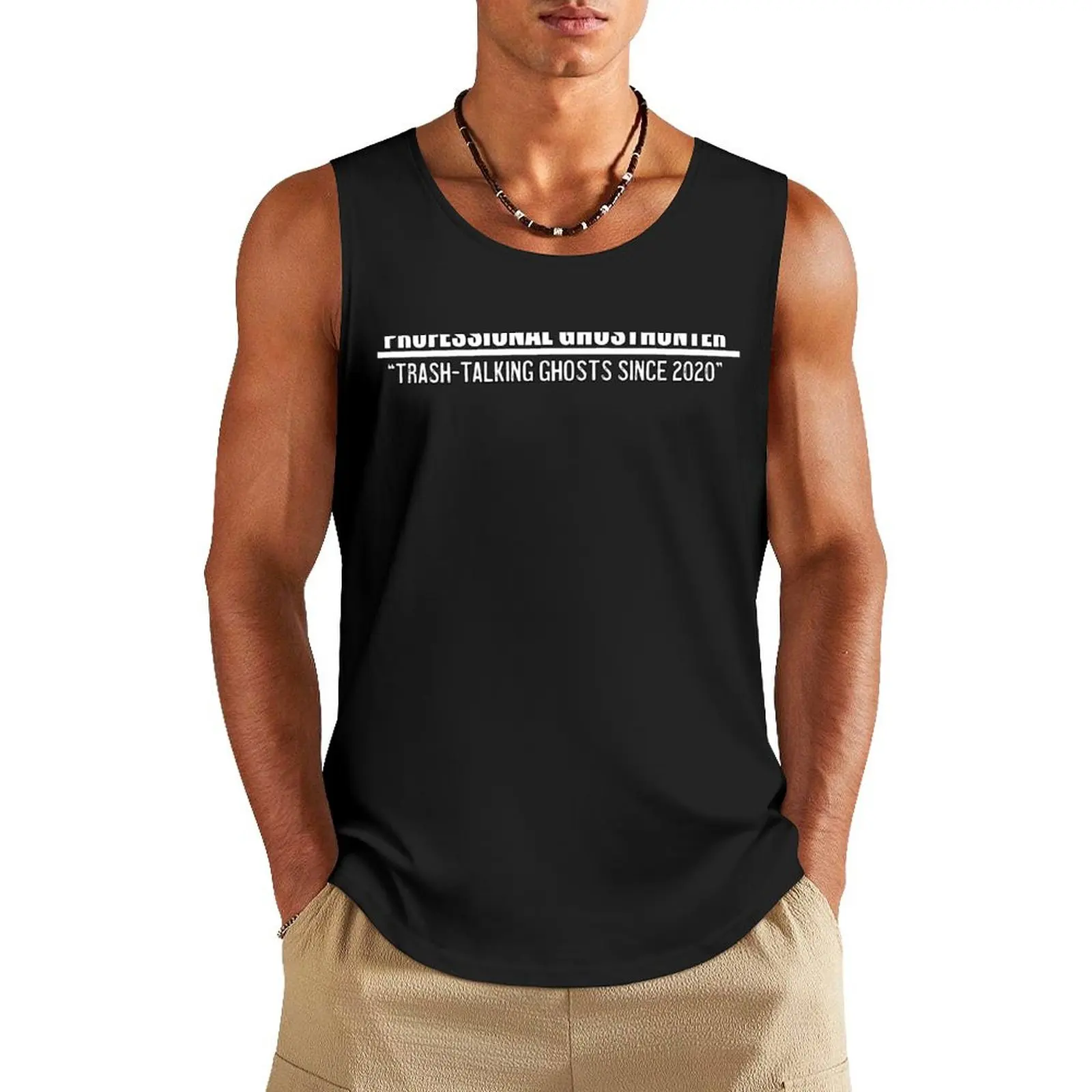 Phasmophobia inspired Professional Ghosthunter: trash-talking ghosts Tank Top sports clothes for men gym clothes men Men's vest