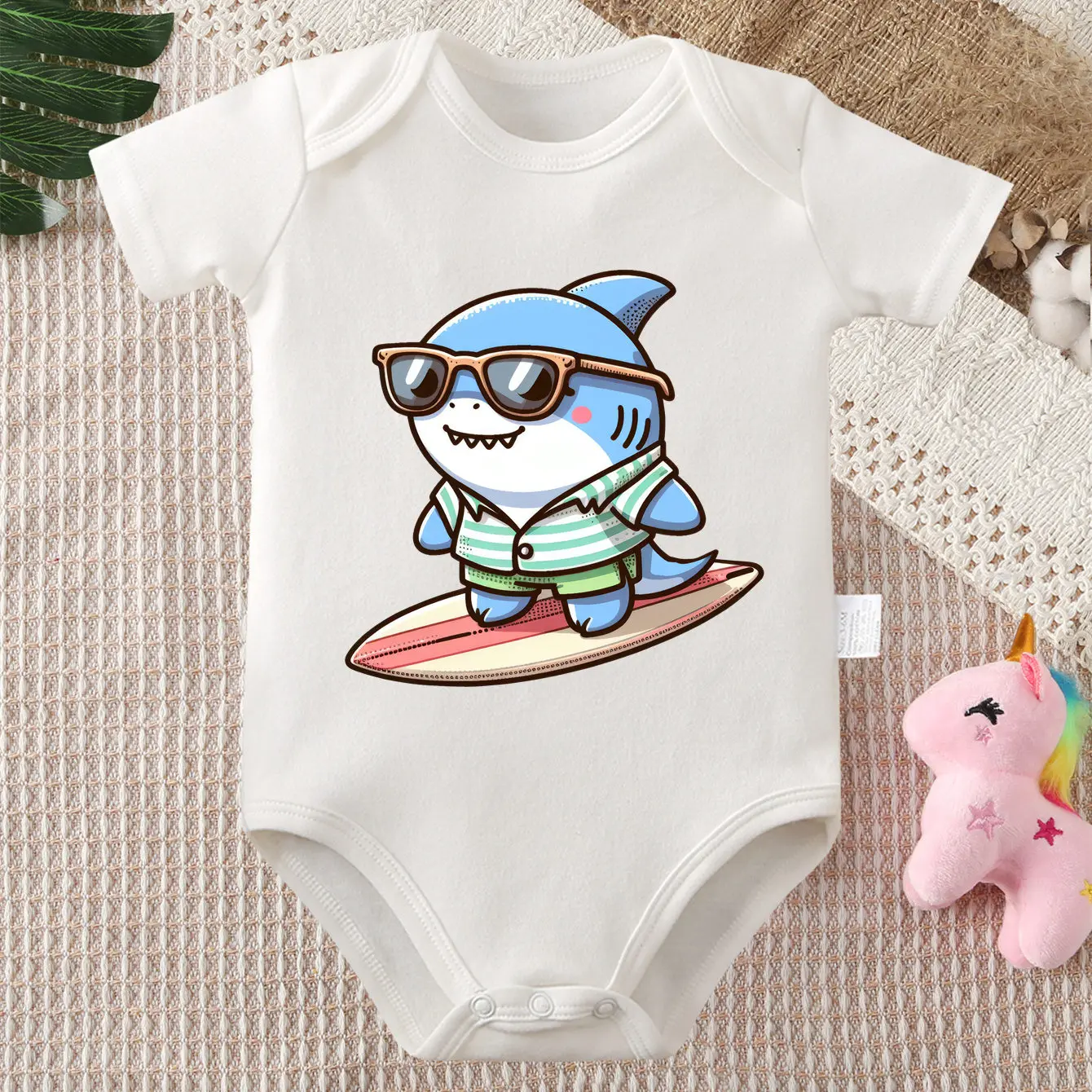 

Комбинезон из 100% хлопка с принтом «Океанский мир/Давайте кататься на серфе», удобная ткань, комбинезон для малышей от 0 до 12 месяцев, для новорожденных