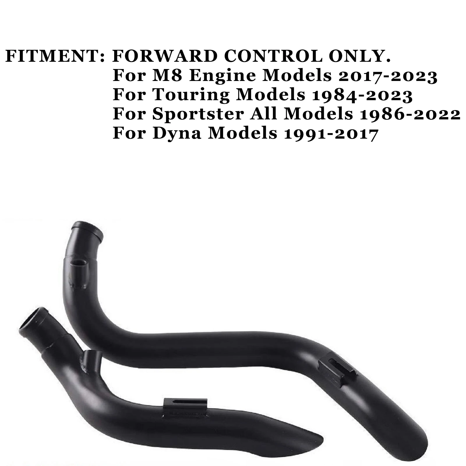 LAF Pipes for Harley Davidson Sportster, Softail, Dyna, and Touring, 2” Matte Black with all Essential Hardware