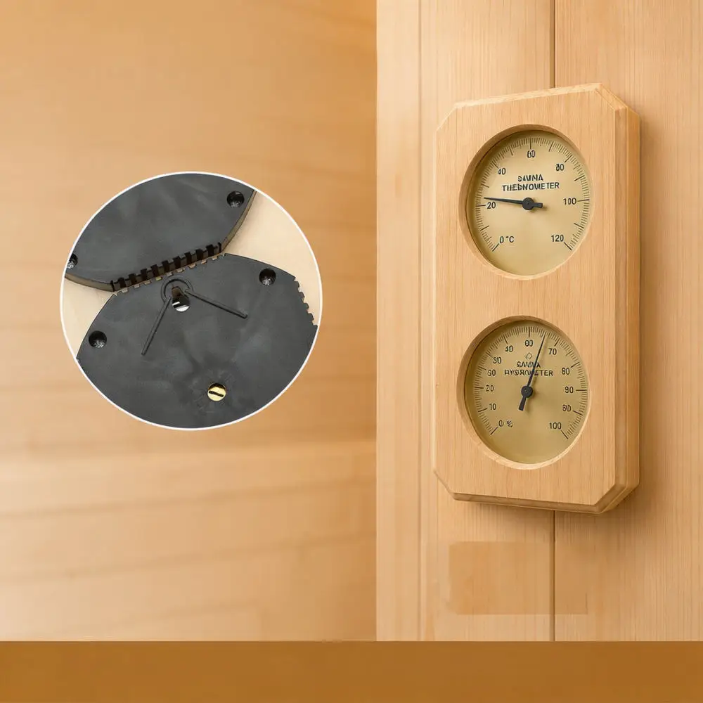 Wooden Sauna Temperature Humidity Gauge Wall Mounted Indoor Meter For KT Home Room Climate Measurement Tool