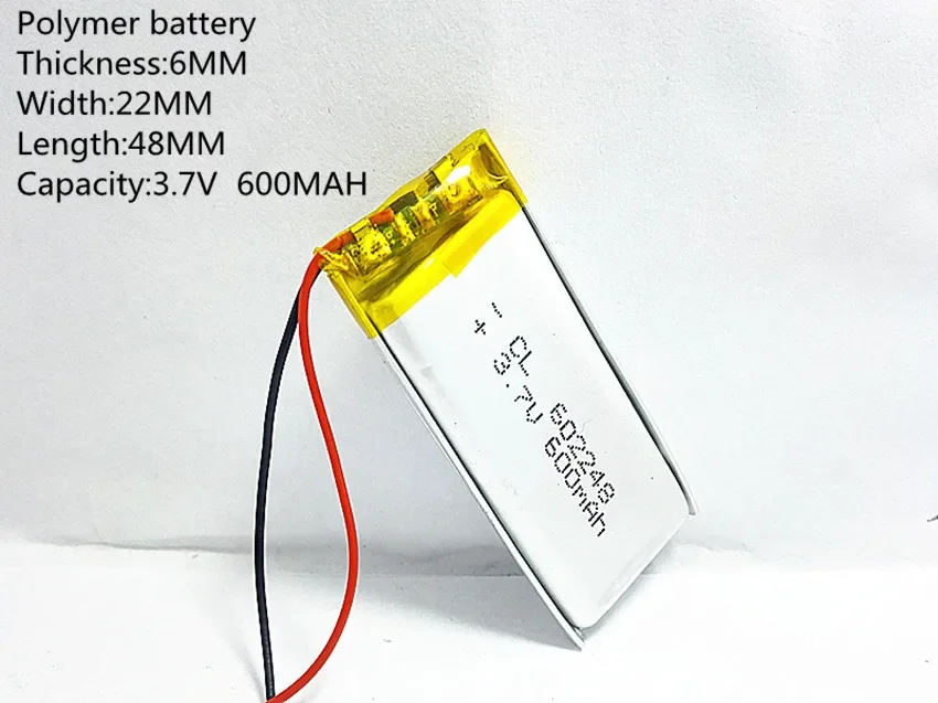 Оптовая продажа, 10 шт., 600 мАч, литий-полимерный литий-ионный аккумулятор Li-Po 602248   мощность для мобильного телефона Mp3 GPS Vedio Game