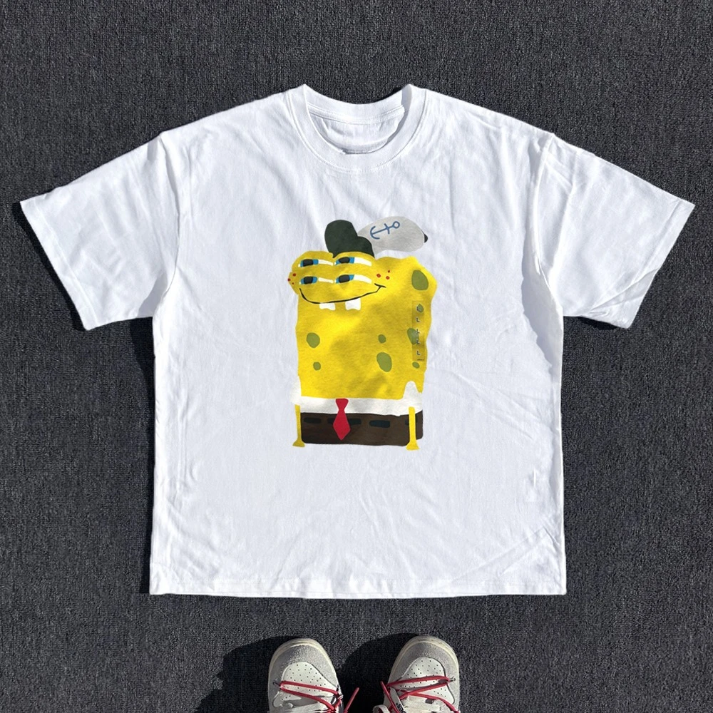 BOMBA STUDIO T-shirt a maniche corte di marca alla moda di nicchia di design SpongeBob SquarePants in puro cotone