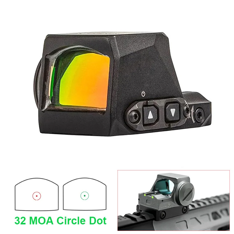 Tactical R-X Compact Red Dot Sight 32 MOA Circle Dot Pistol-Mounted Sights Mini Rifle Scope with 10 Illumination Settings