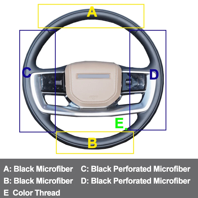 랜드로버 레인지로버용 손 바느질 스티칭 자동차 스티어링 휠 커버 랩, 2023 2024 브레이드, 스티어링 휠 프로텍터