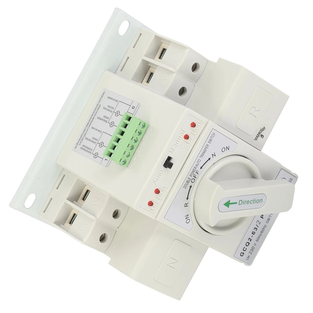 For ATS Dual Power Automatic Transfer Switch 2P 63A AC220V AC400V CB Grade Compliant with IEC947-6-1 GB14048.11