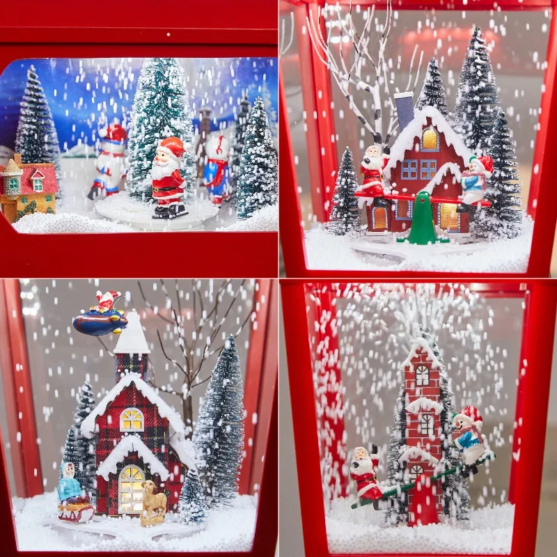 Christmas Snow Effect Music Light Post Holiday Decoration Indoor Outdoor Garden Yard Pathway Lamp