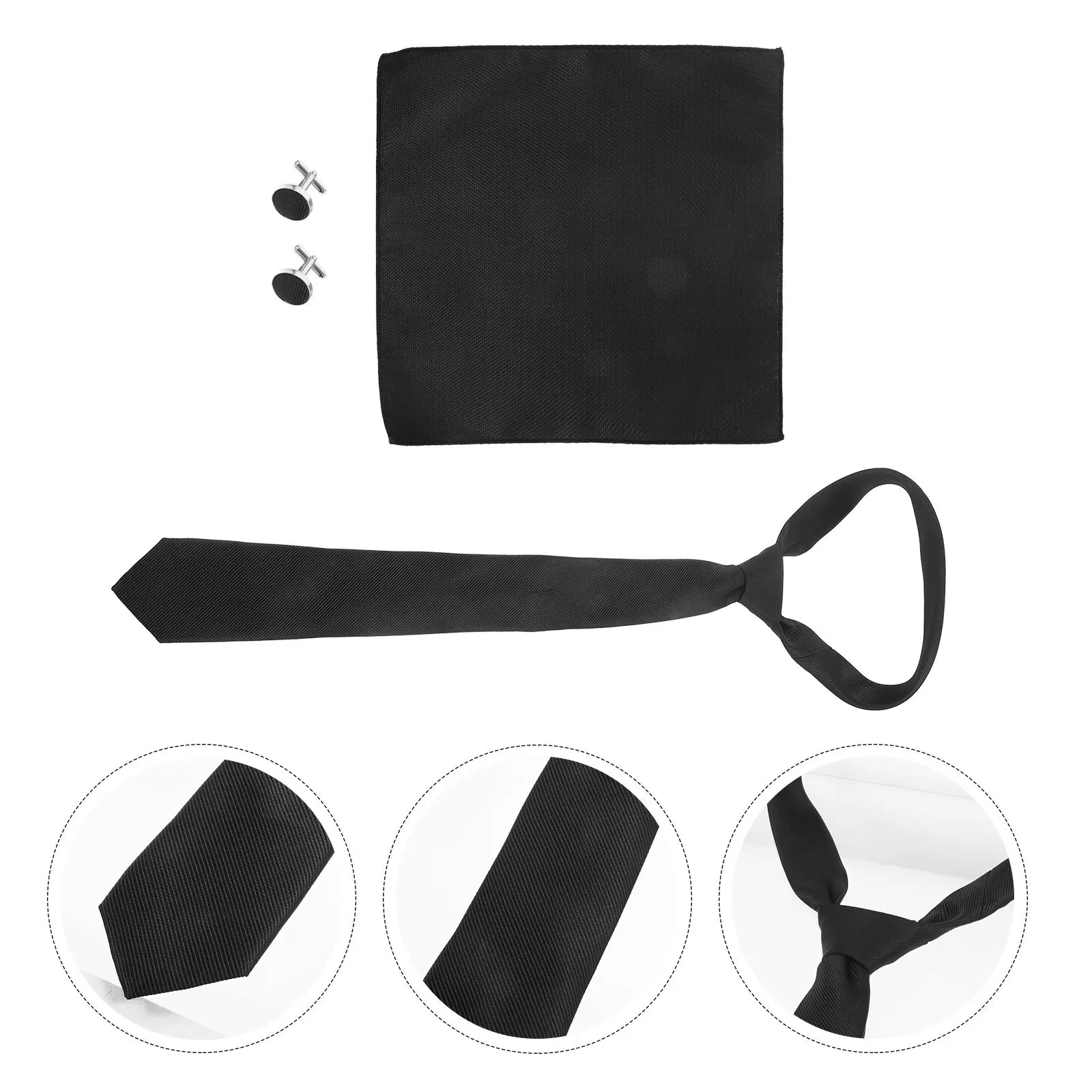 

1Set Men Necktie Cufflinks Pocket Square Set Men Tie Cufflinks Handkerchief Formal Wedding Prom Neck Tie Pocket Square