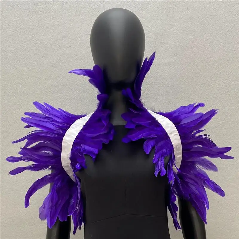 Gothic Frauen Schal natürliche Feder schwarz gefälschten Kragen Schal für Männer Frauen echte Feder Schal Halloween Party Cosplay – Detail 4