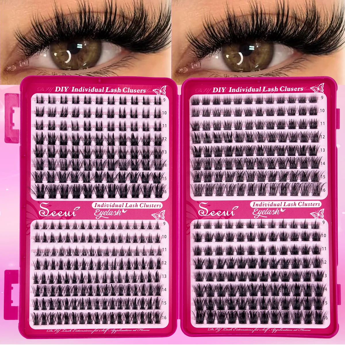 Wimpernbüschel, Wispy-Wimpernbüschel, Cluster-Wimpernverlängerungen für natürliches Volumen, DIY-Einzelwimpern mit weichem, dünnem Band, Make-up – Detail 9