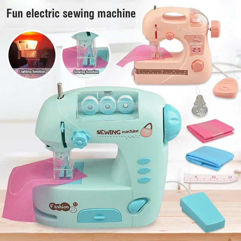 Children's Electric Sewing Machine Play House Toys Simulation Diy Mini Furniture Educational Toys Children Birthday Gift