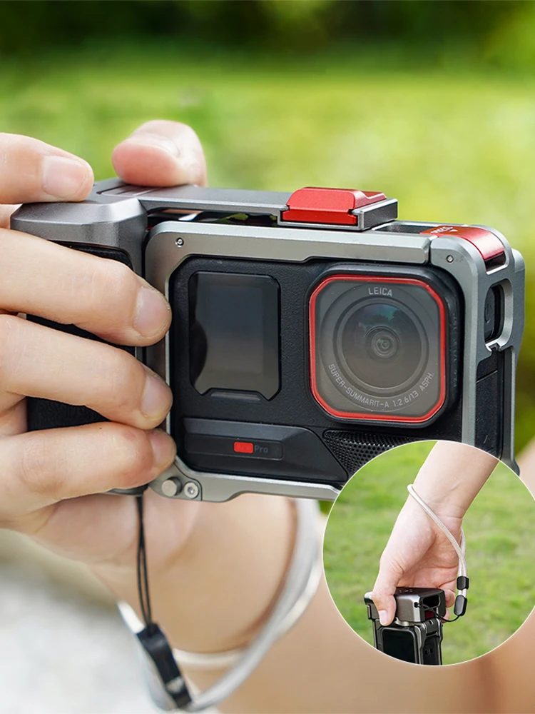 ل Insta360 Ace Pro/2 كاميرا معدنية قبضة جبل مع غطاء العدسة الإفراج السريع كاميرا قفص أرنب كاميرا قابلة للفصل توسيع الملحقات