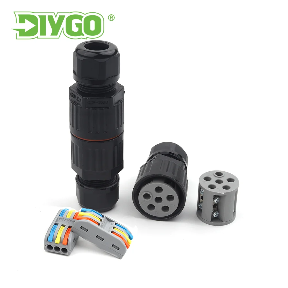 P68 Waterproof Connector 2/3/5 Pin Electrical Quick Cable Terminal Push-In Wire Screw Connect For Connectores Terminal Block