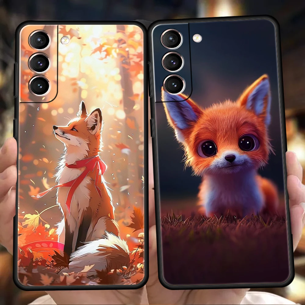 Cute Animal Fox Phone Case for Samsung Galaxy S24 S23 S22 S20 S21 FE Ultra S10 S10E S9 S8 Plus 5G Soft TPU Cover Shell Capas Bag