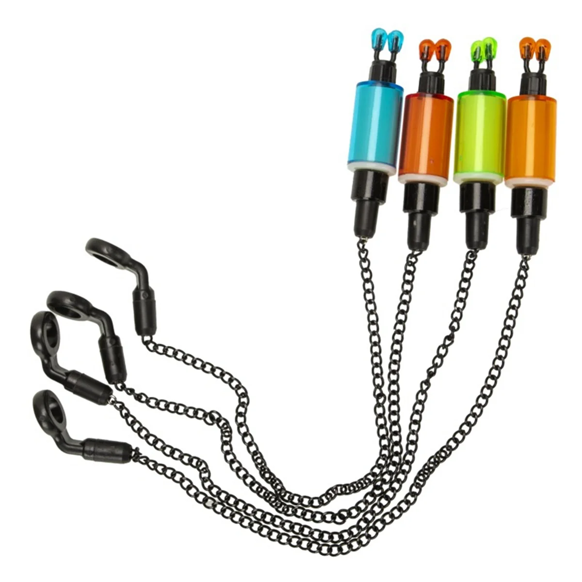 AD11 2 uds alarmas de mordida perchas de pesca de carpa bobinas intercambiadores indicadores alarma de pesca Swinger cadena de acero alarma de mordedura naranja