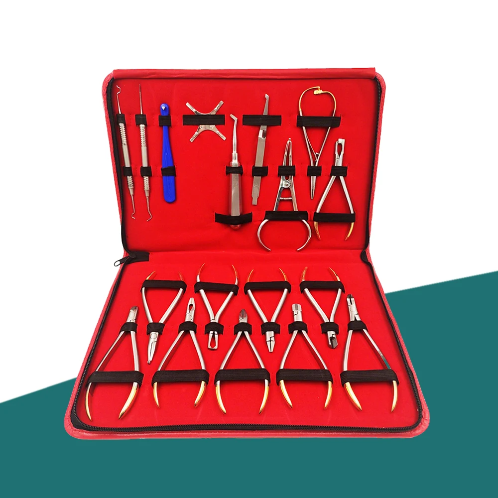 

18Pcs Orthodontic Tools Kit for Dentist Orthodontic Pliers Archwire Forming Set Dental Instruments Equipment Braces Adjustment