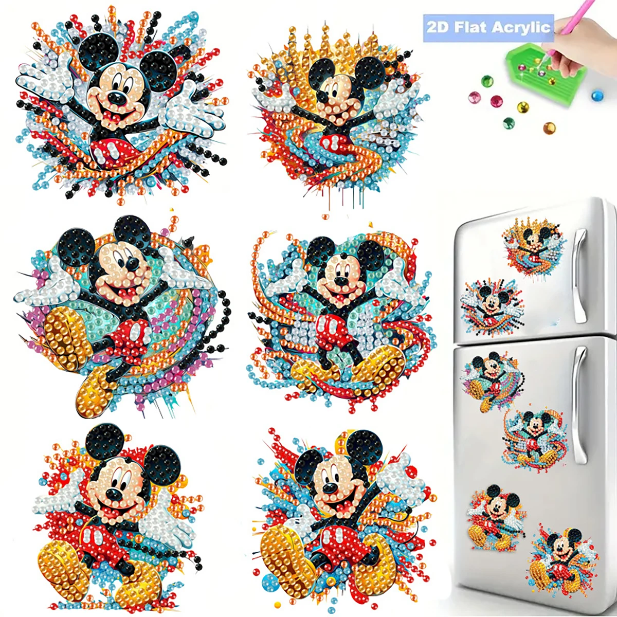

Frozen Elsa Princess Mickey Minnie Magnetic Diamond Painting DIY Fridge Magnet Anime Character Ornament Souvenirs