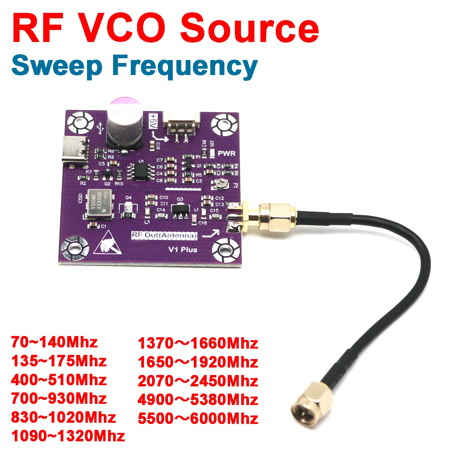 【セール中】433M ? 5.8G USB VCO ソース 868M 915M 2.4G 5G RF ジェネレータ FM ラジオ WIFI Bluetooth トランシーバーワイヤレス通信信号