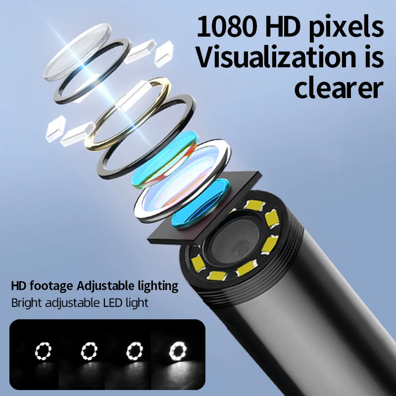 4.3" IPS LCD Borescope Sewer Camera 1080P IP67 Waterproof Snake Camera with Adjustables LED Lights for Car Home Automotive view 3