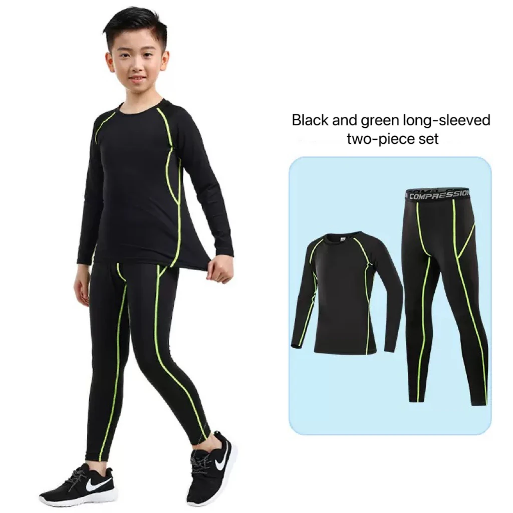 أطفال رياضة الجري مجموعة الصبي الركض كرة السلة الملابس الداخلية الرياضية رداء ضيق للجيم تنفس كرة القدم رياضية التدريب الملابس #5