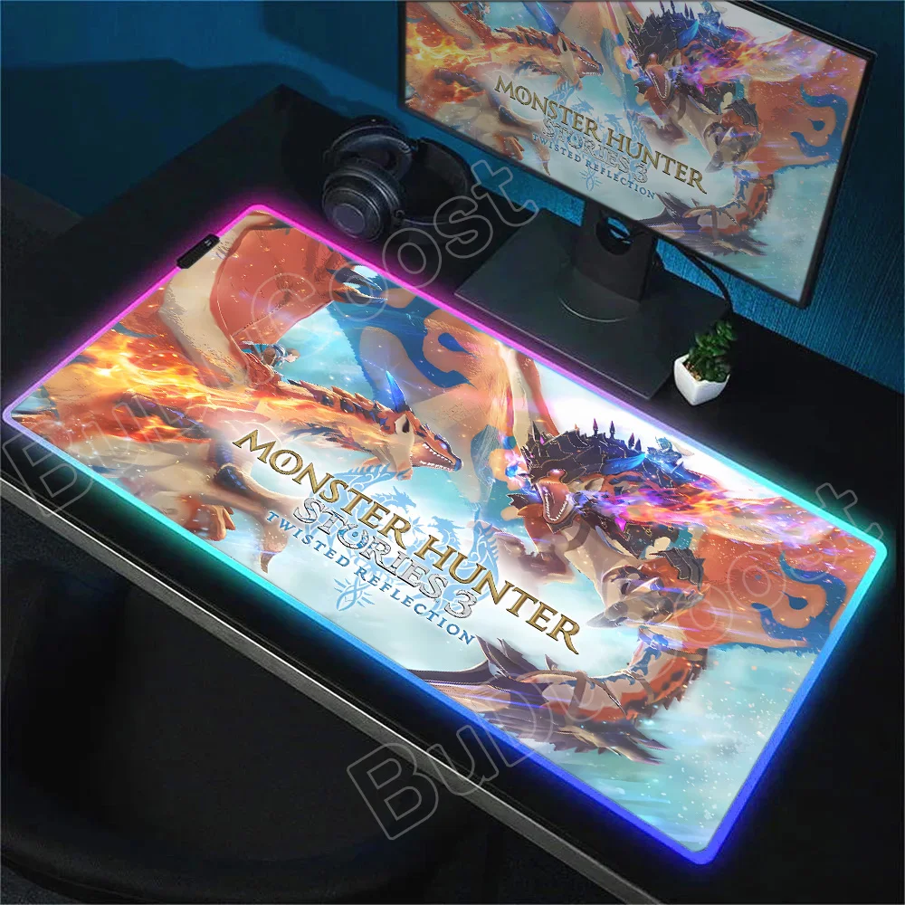 

RGB LED HD Printing Monster Hunter Stories 3 Twisted Reflection Mousepad Large Gaming Compute XXL PC Keyboard Mouse Mat Desk Mat