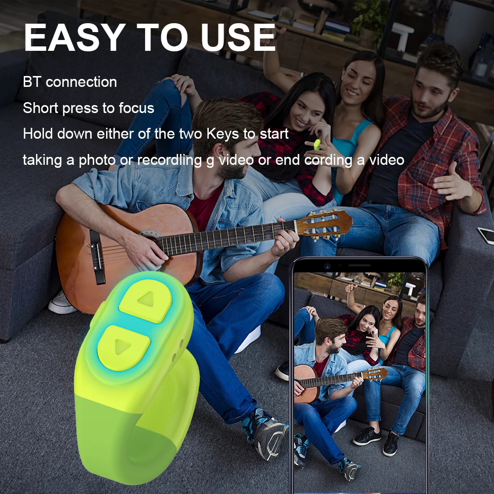 For  Scrolling Ring Wireless Camera Shutter Selfie Button Digital Charging Case Remote Page Turner Clicker for IPhone Ipad