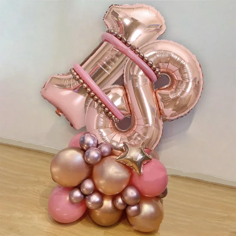 Roes Golden Balloon Chain Happy 10 16 18th Birthday Party Baloon Sweet 16th Birthday Party Decor Kids Favor Birthday Balon Decor