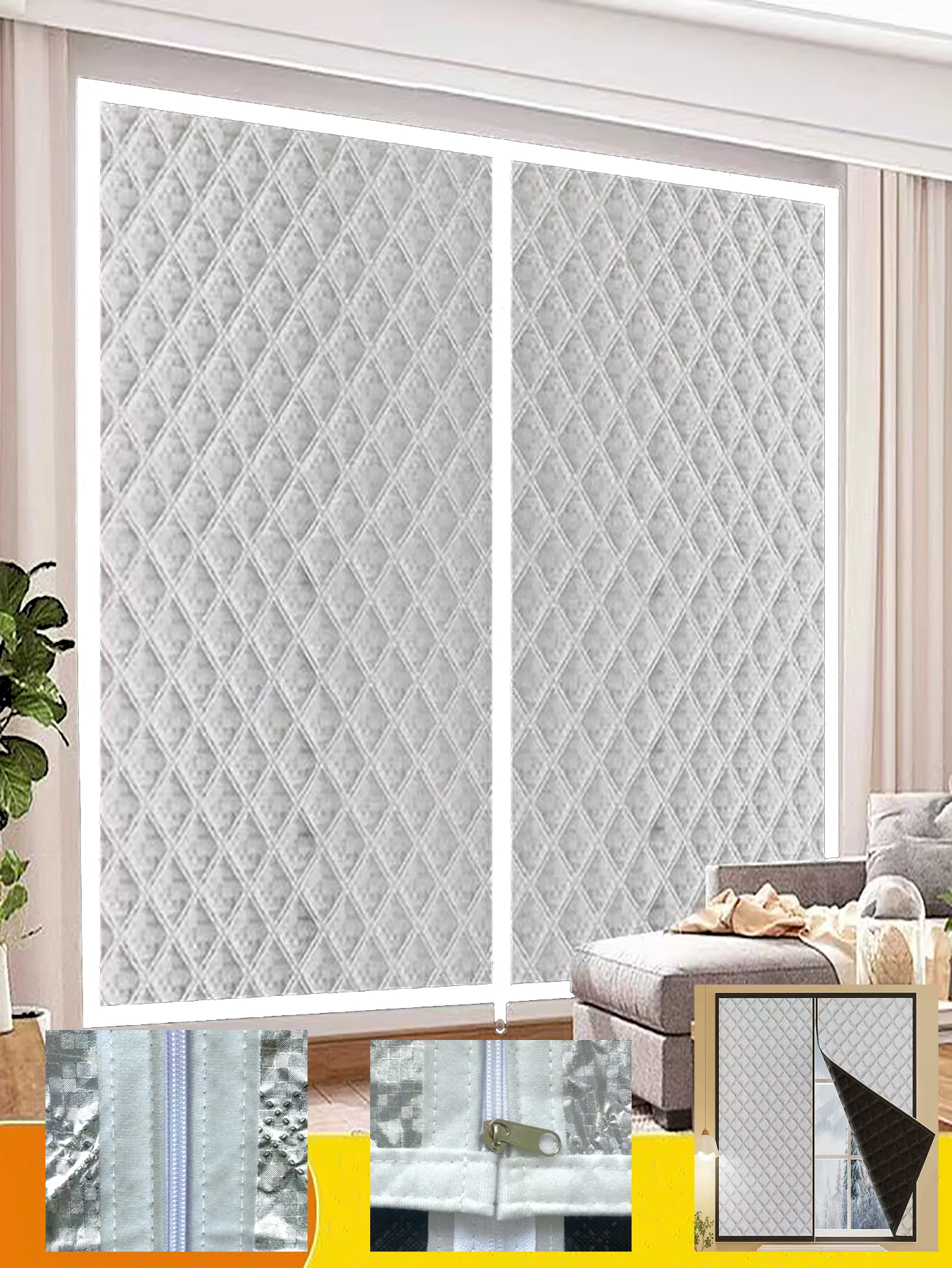 Winter windproof thickened warm curtains, windproof artifact, bedroom insulation film, cold proof sealed windows, blocking 99% o