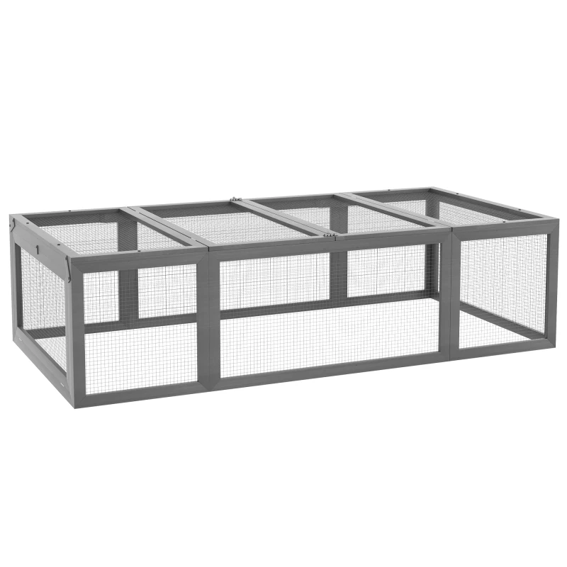 

PawHut Large Wooden Rabbit Hutch Bunny Hutch Small Animal Habitat Enclosure Outdoor Run and Lockable Doors, Gray