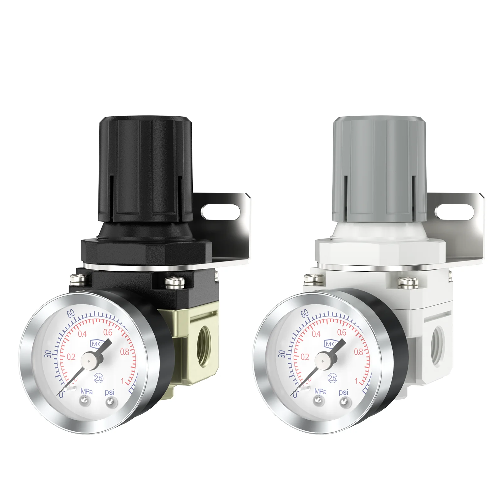 White AR2000 Air Control Pressure Gauge Compressor Relief Regulator Regulating Valve Treatment Units With Gauge Adjustable
