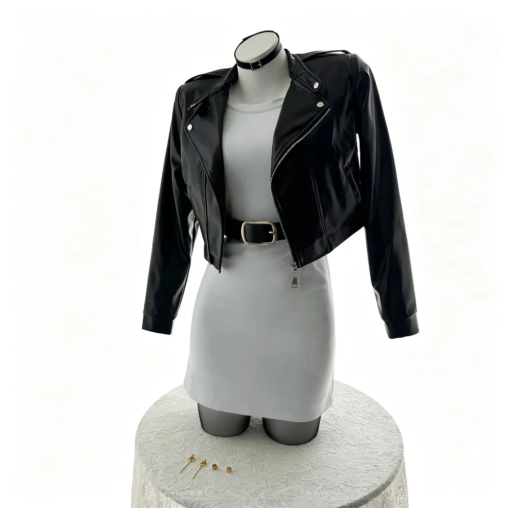 Smoking Behind the Supermarket with You Yamada Tayama Full Cosplay Costume Set, Women Cool Motorcycle Leather Jacket Outfit
