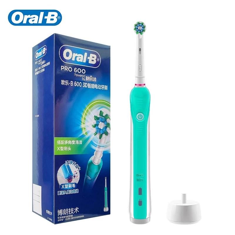 

Электрическая зубная щетка Oral B Sonic, перезаряжаемая 3D вращающаяся зубная щетка, длительный срок службы батареи 14 дней, 2 минуты, умный таймер Pro600 Pro1Max