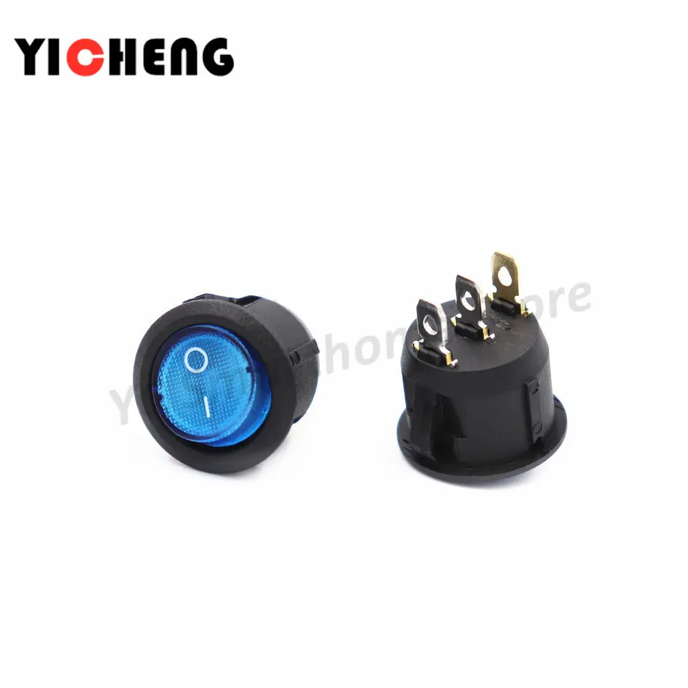 1Pcs KCD1 12V/220V ON/OFF 3Pin รอบ Rocker สวิทช์ไฟ LED ส่องสว่างด้วยแสง,สวิทช์ไฟ
