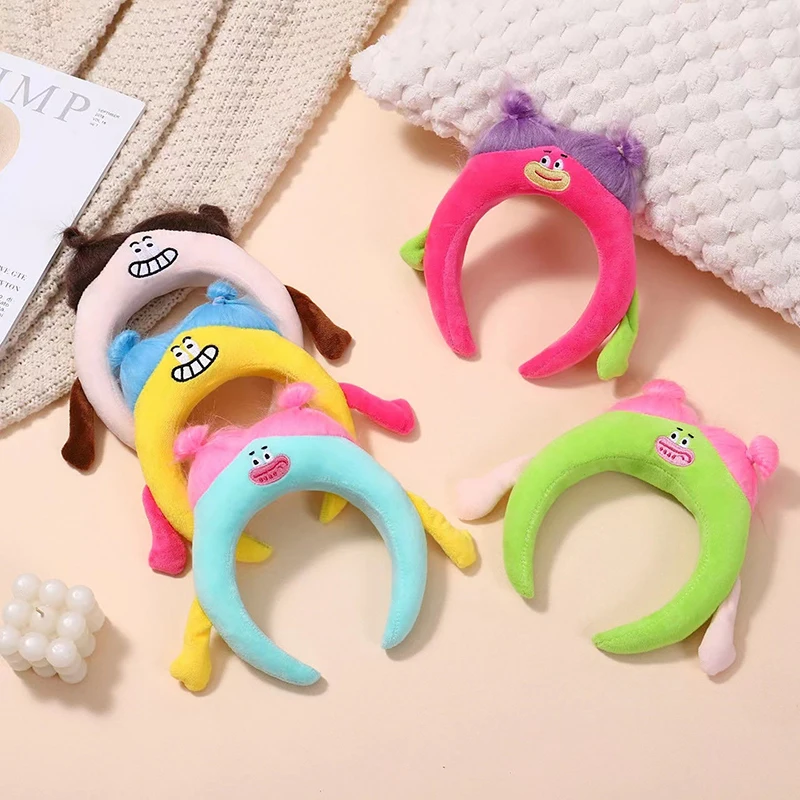 Diadema de esponja para el pelo para mujer y niña, accesorios para el cabello con diseño de dibujos animados, expresión divertida, muñeca de colores, novedad de 2024, 1 unidad