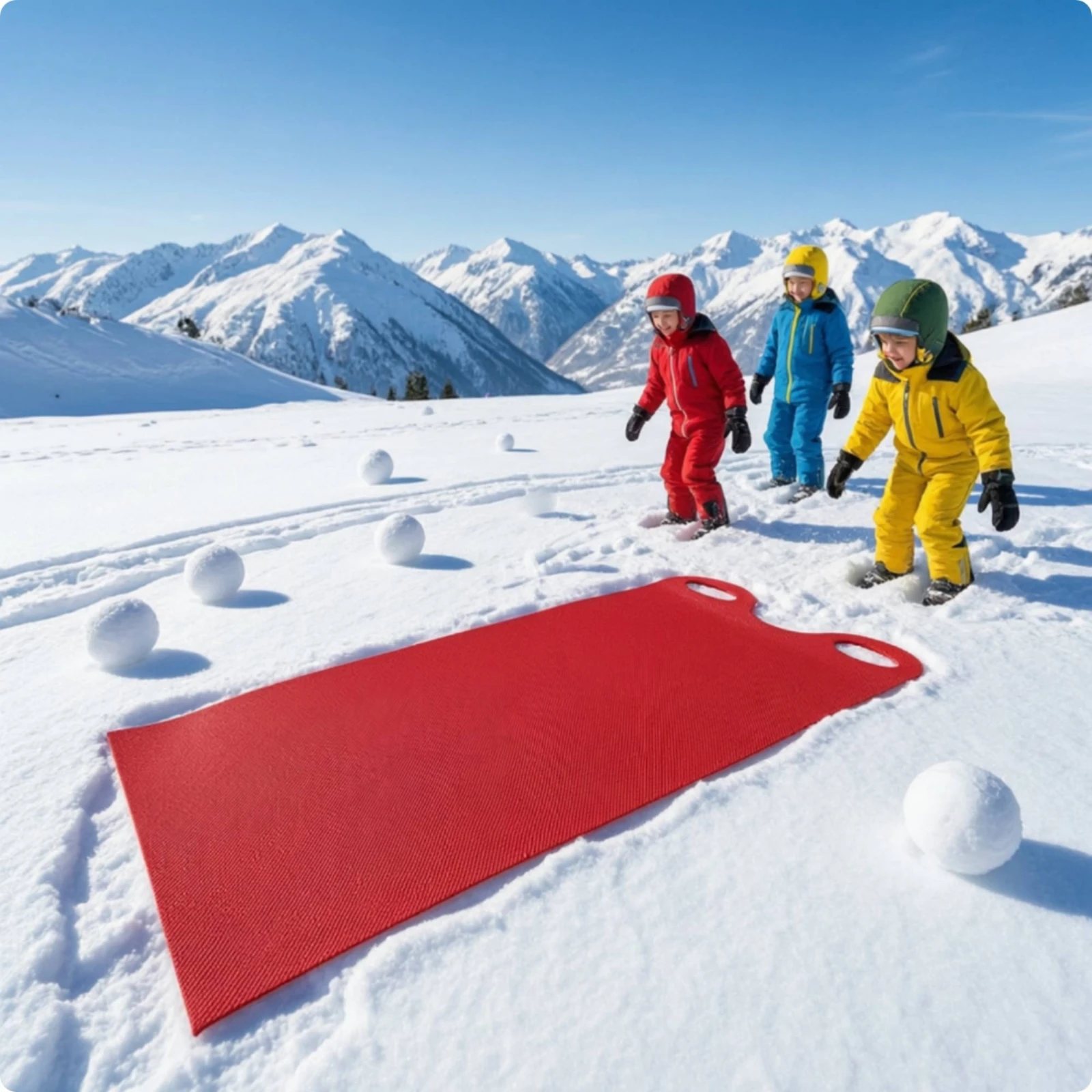 PE/EVA Foam Sliding Mat Lightweight Sliding Mat with Handle Openings Flexible for Children, Snow, Grass Hills