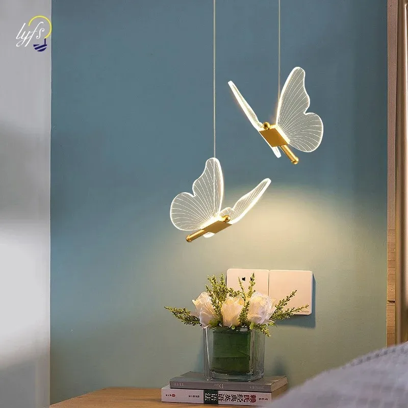 Lámpara colgante de mariposa para techo, iluminación LED brillante para cocina, mesita de noche, sala de estar, decoración Nórdica