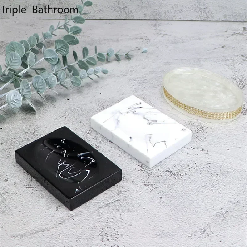 1pc European Luxury Marble Soap Dish Portable Travel Bathroom Accessories Storage Tools Soap Plate Tray Storage Display Stand