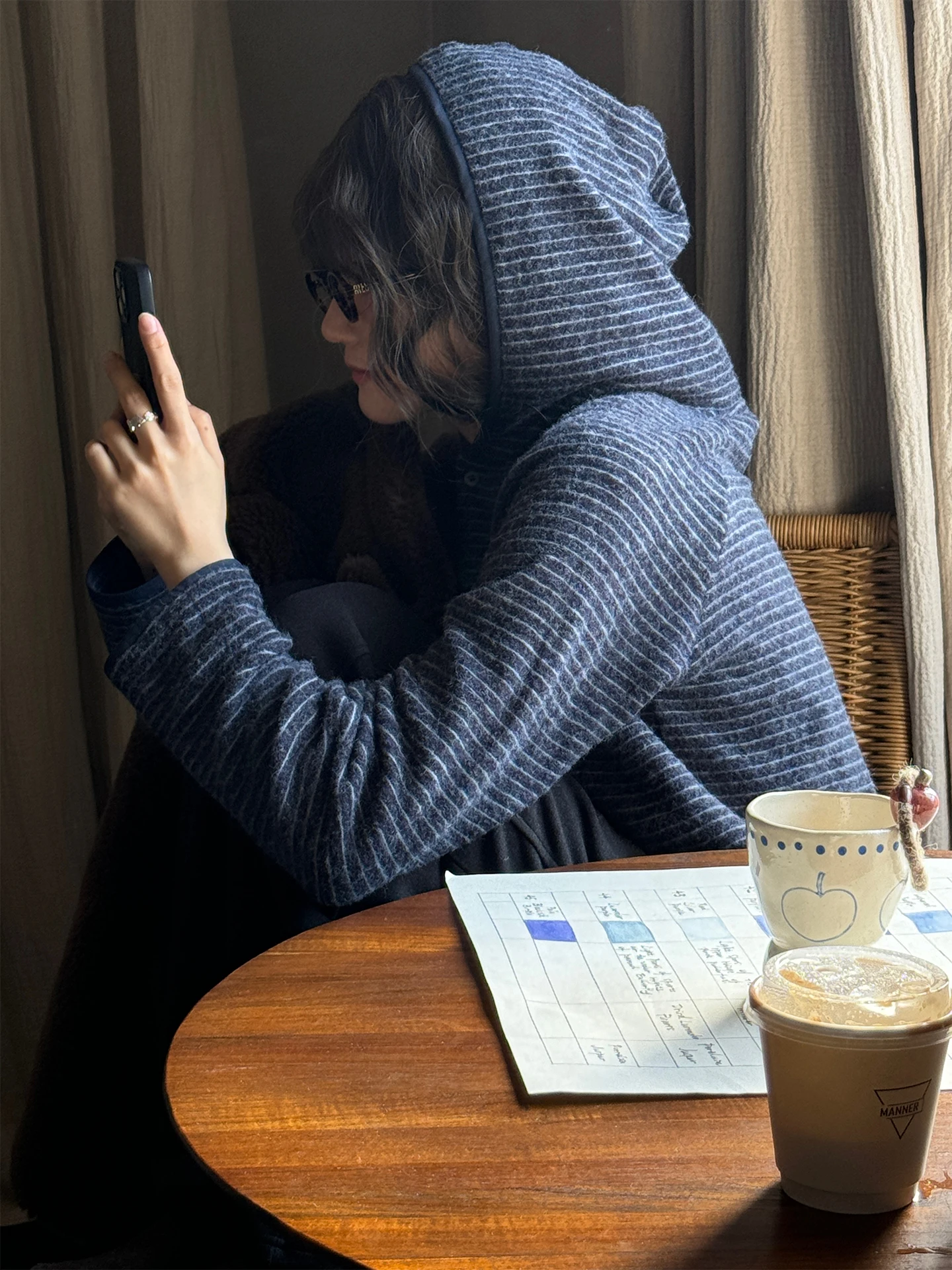 

JMWOMEN Мягкая хлопковая толстовка с длинным рукавом в синюю полоску, женская зимняя свободная толстовка с капюшоном, простая модель