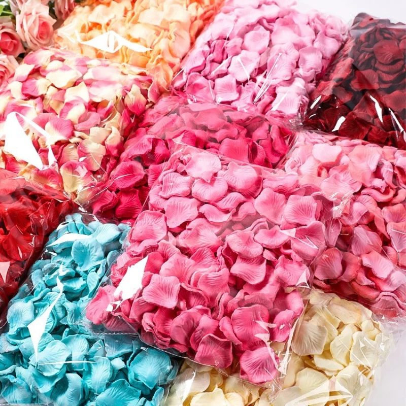 Colorful Artificial Rose Petal Wedding Hand Sprinkled Flowers Simulation Silk Rose Petal Valentine\'s Day Party Favors Decoration