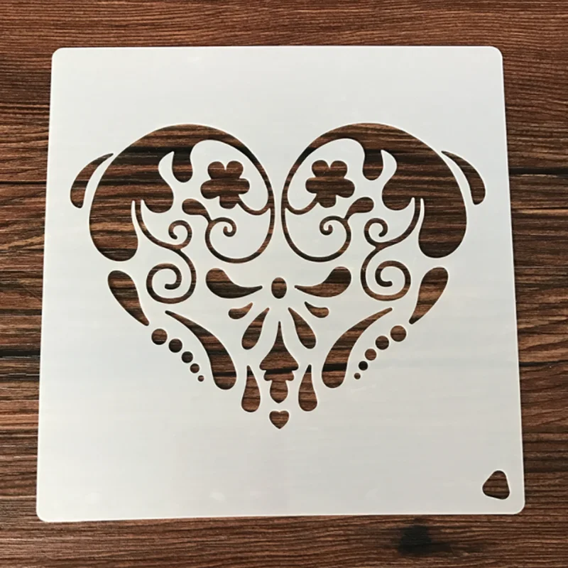 16*16cm Hollow Layering Stencil DIY Scrapbook Heart-shaped Stencils Embossing Album Decoration Painting Template Masking Spray