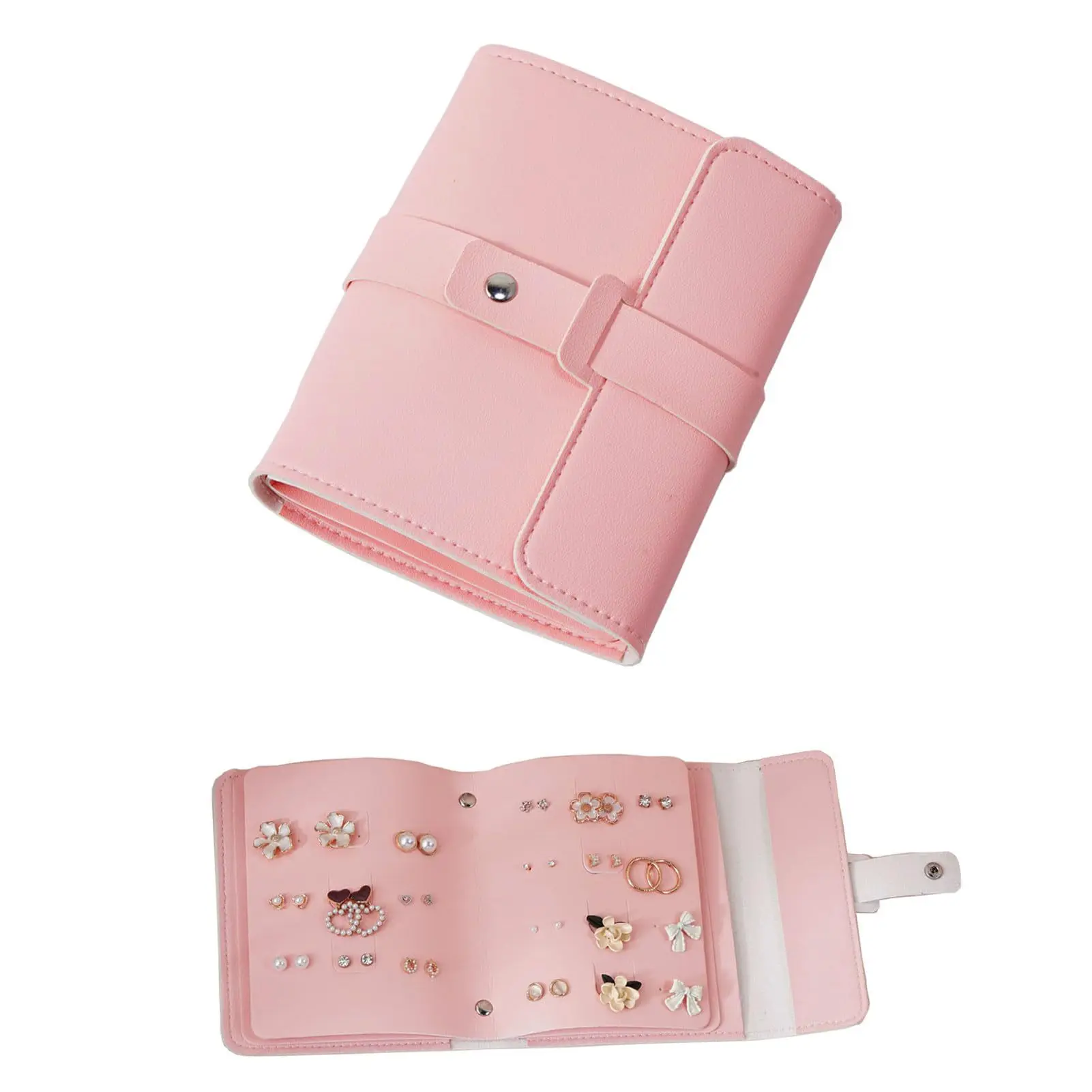 1PC PU lederen sieraden opslag organizer boek meerlaagse oorbel ringhouder tas-Compact reizen-vriendelijke afwerkingskoffer