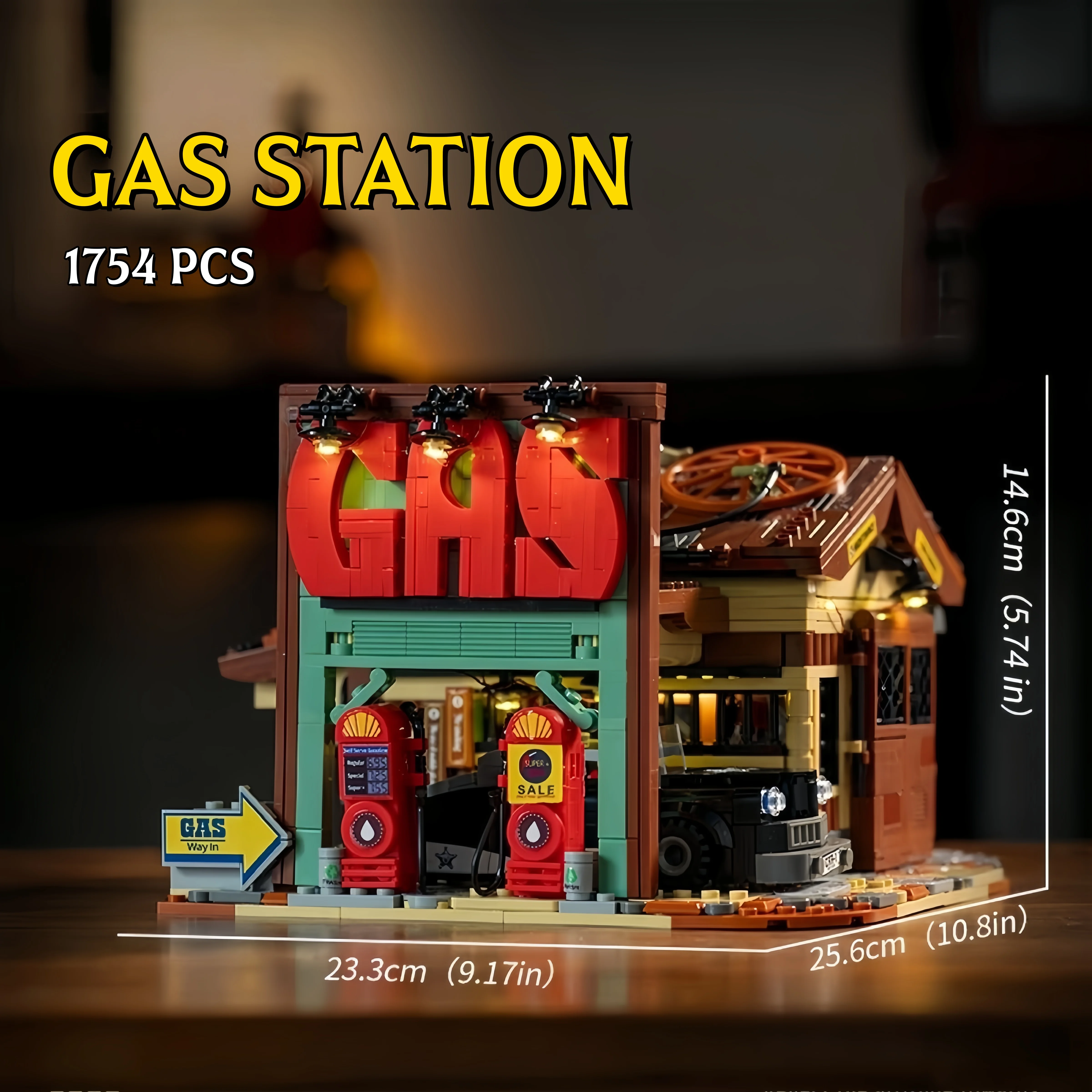 

1754PCS GAS STATION Building Blocks Model With Light City View Street Scence Subway Bricks Toys Kids Girls Adult Gifts