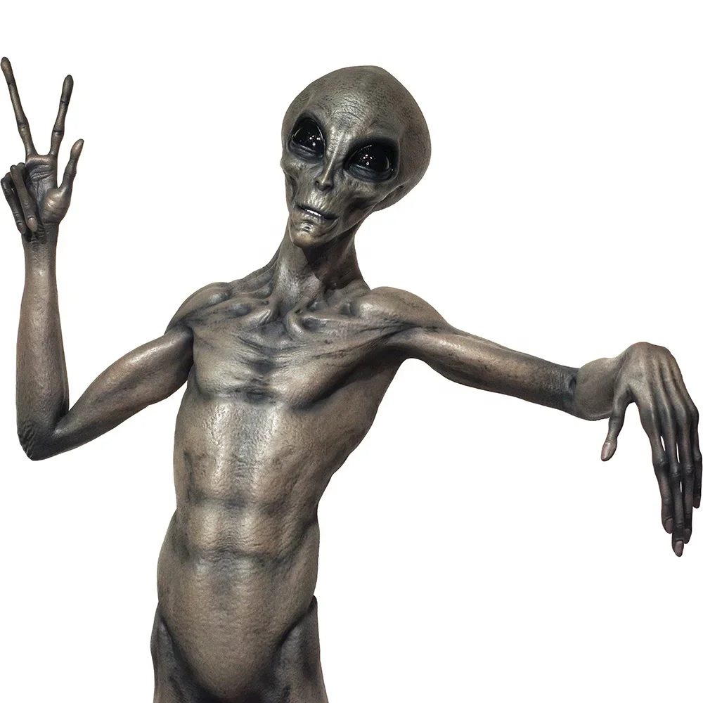 Custom Life-size Alien Fiberglass Sculpture Theme Park Showcase Wax Museum Collection