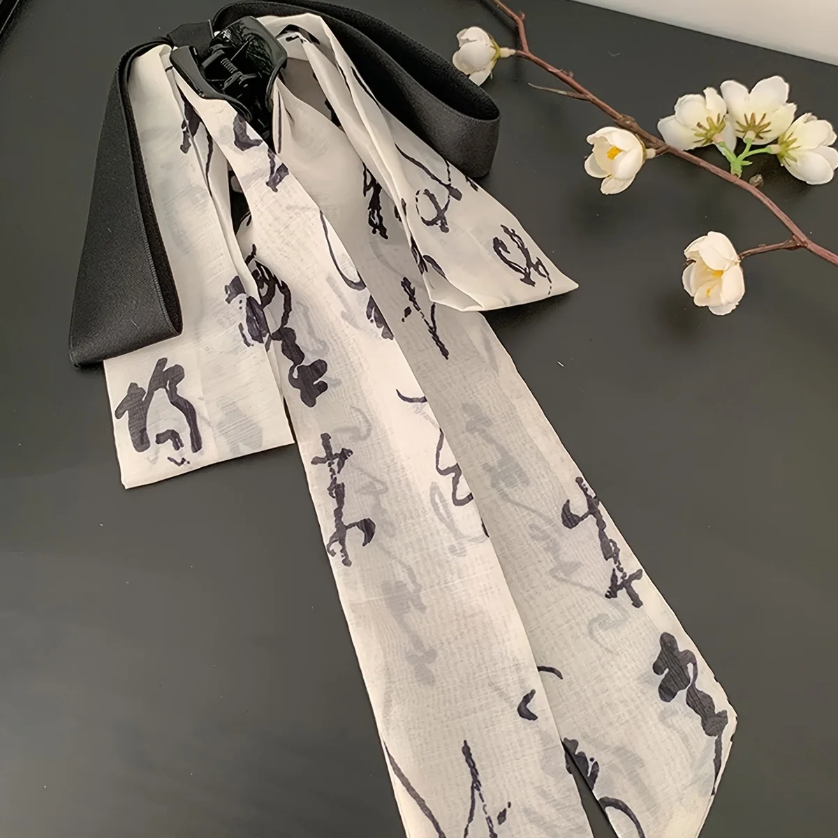 긴 리본 잉크 워시 중국 스타일 활 클립 여성의 새로운 중국 스타일 고대 스타일 헤어 클립