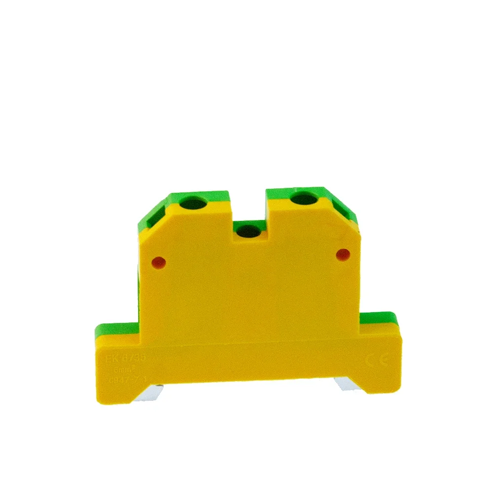 PE Wire Conductor 10Pcs EK-6/35 Connector Ground Screw Connection Din Rail Terminal Blocks EK6/35