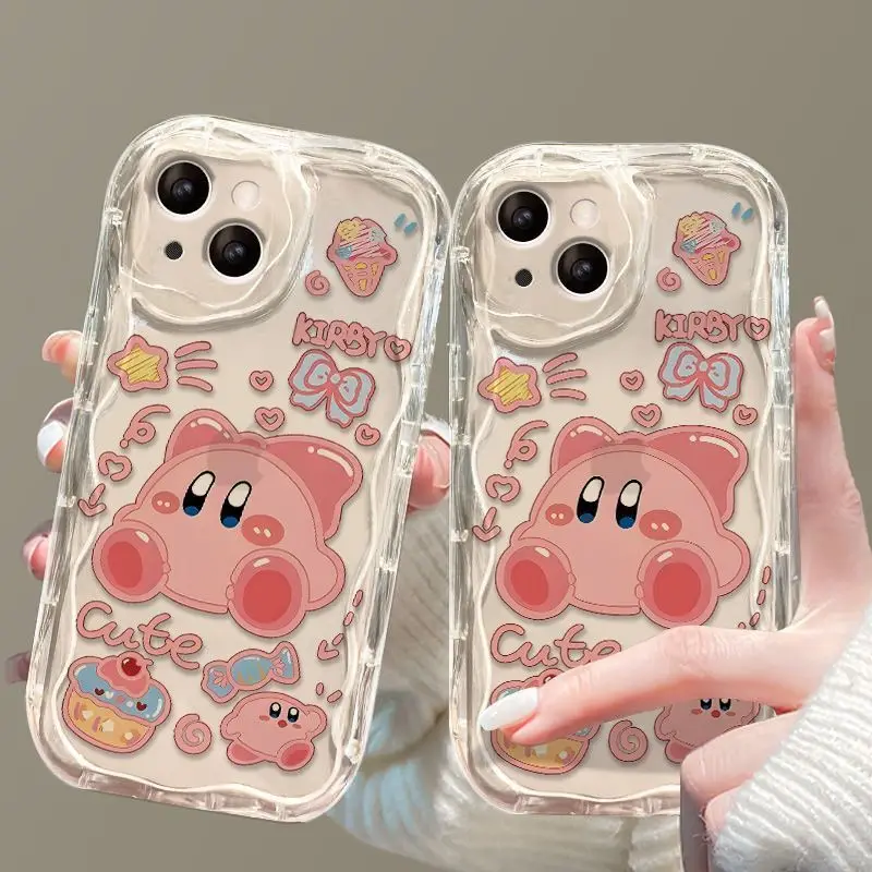 Cute Anime Kirby Cream Phone Case For iPhone 16 15 14 13 12 11 Pro Max XR XS MAX 7 8 PLUS MINI Y2K Shockproof Bumper Cover