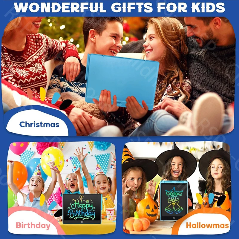 تابلت جرافيك LCD مقاس 16/12/10/8.5 بوصة، لوح رسم، لوح كتابة إلكتروني، هدايا عيد ميلاد للأطفال من سن 3 إلى 12 عامًا/عيد الميلاد/ألعاب السفر #5
