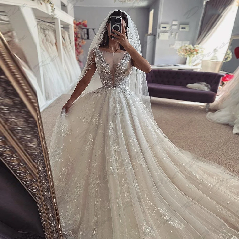 Belle robe de mariée sexy avec appliques en dentelle, sirène sexy, col rond, manches courtes, mode exquise, patients, quoi que ce soit sur mesure