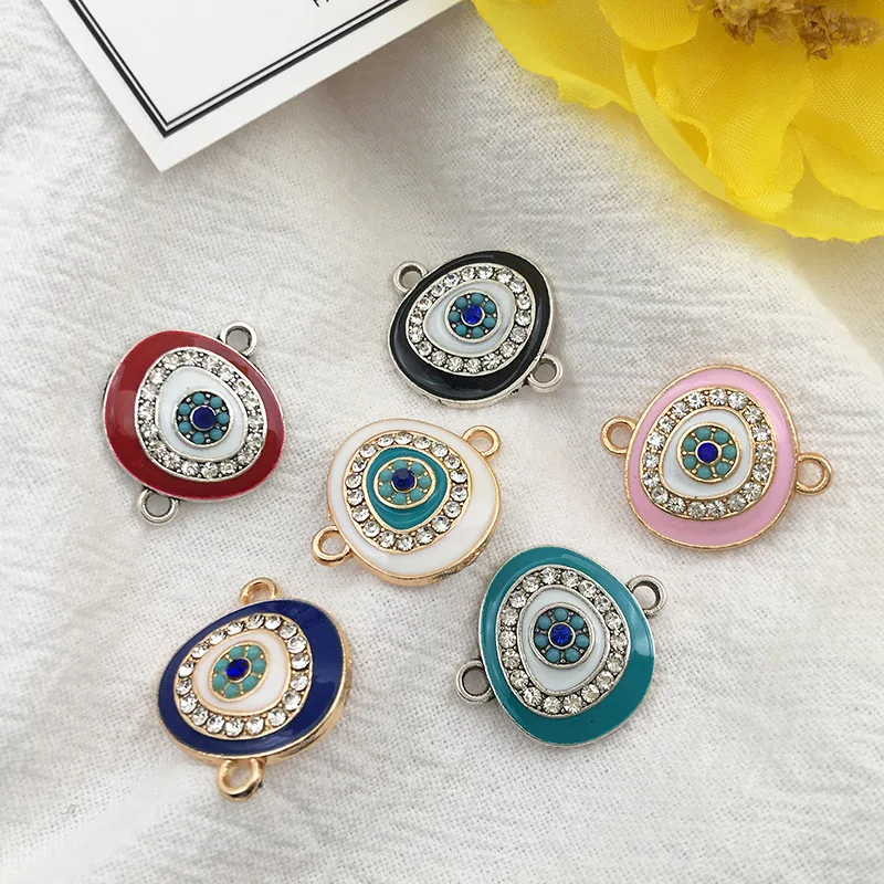 10Pcs Round Evil Eye Charms Jewelry Connector For Bracelet Necklace DIY Jewelry Making Supplies Amulet Accessories