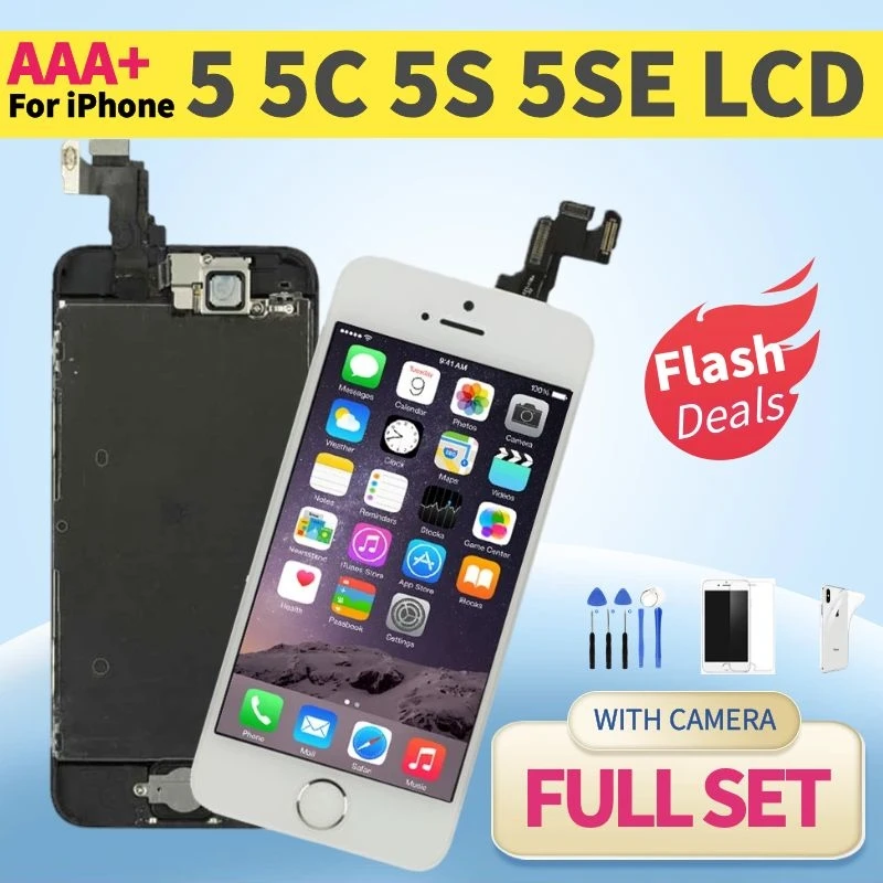 Wyświetlacz LCD dla iPhone 5 5S 5C SE 2016 ekran dotykowy Digitizer pełny zestaw wymiana zespołu kompletny + przycisk Home + kamera przednia