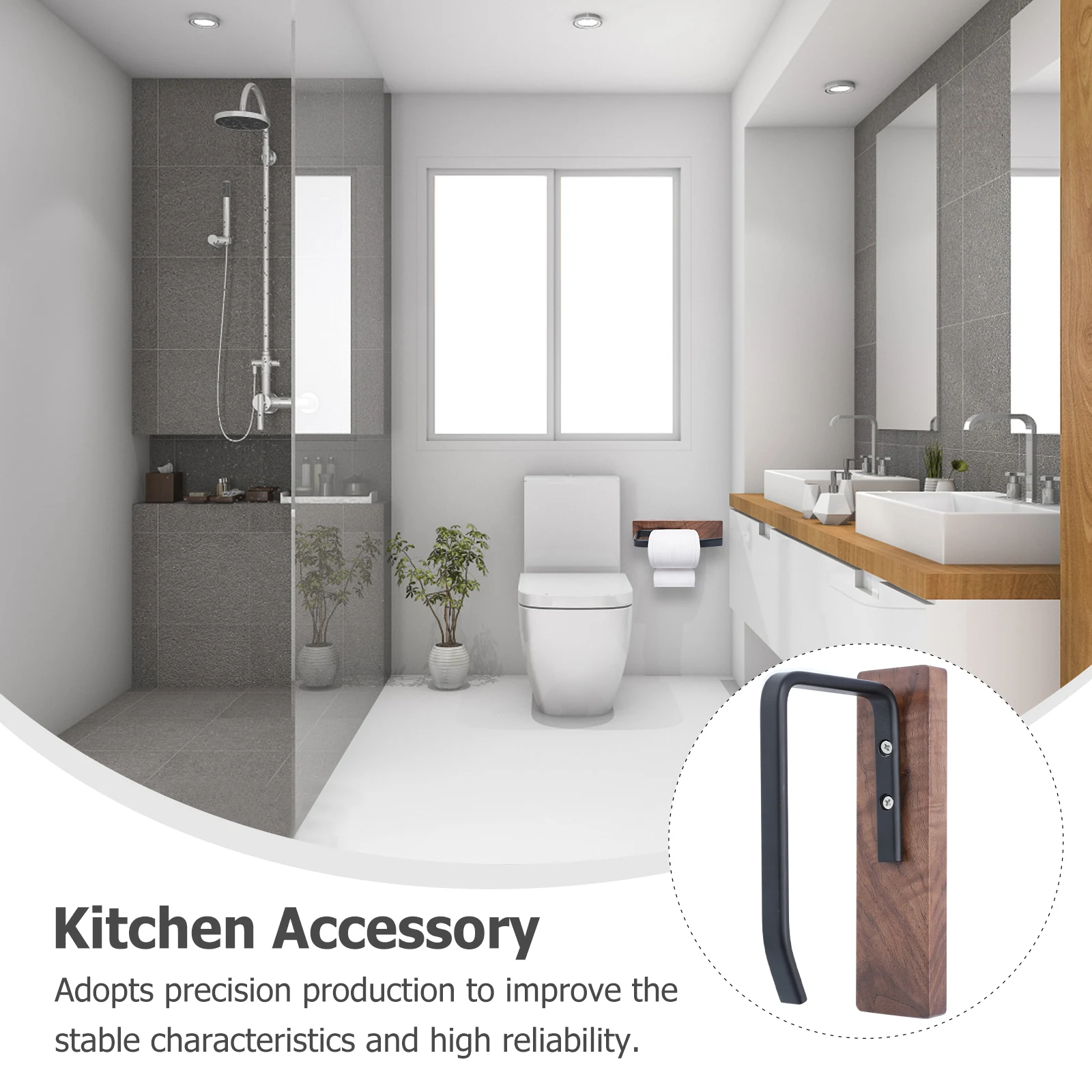 

Bathroom Tissue Rack Paper Towel Holder Mountable Solid Wood Space Saving Design Durable Materials Simple Color Smooth Edges